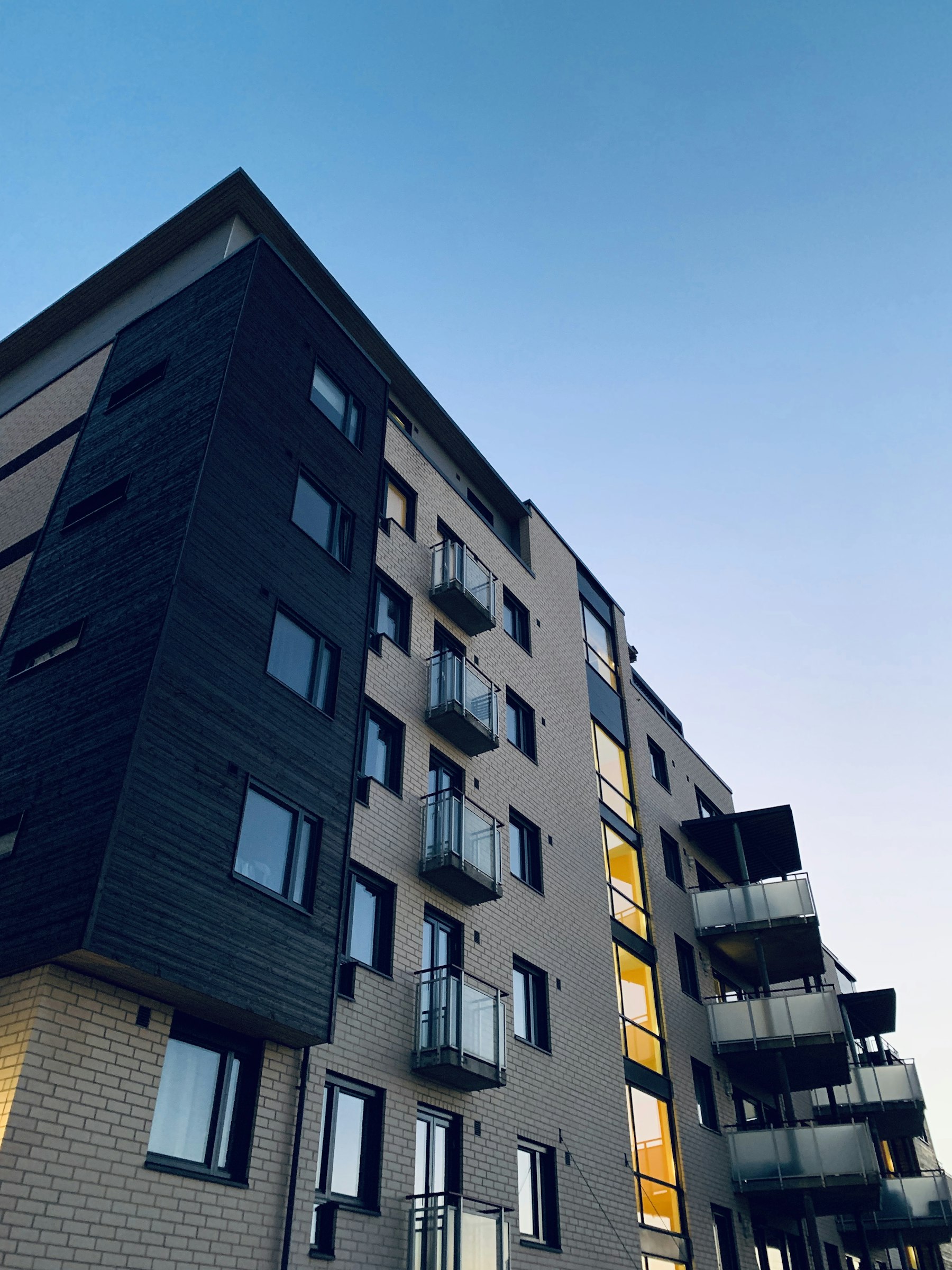 Modern building at dusk